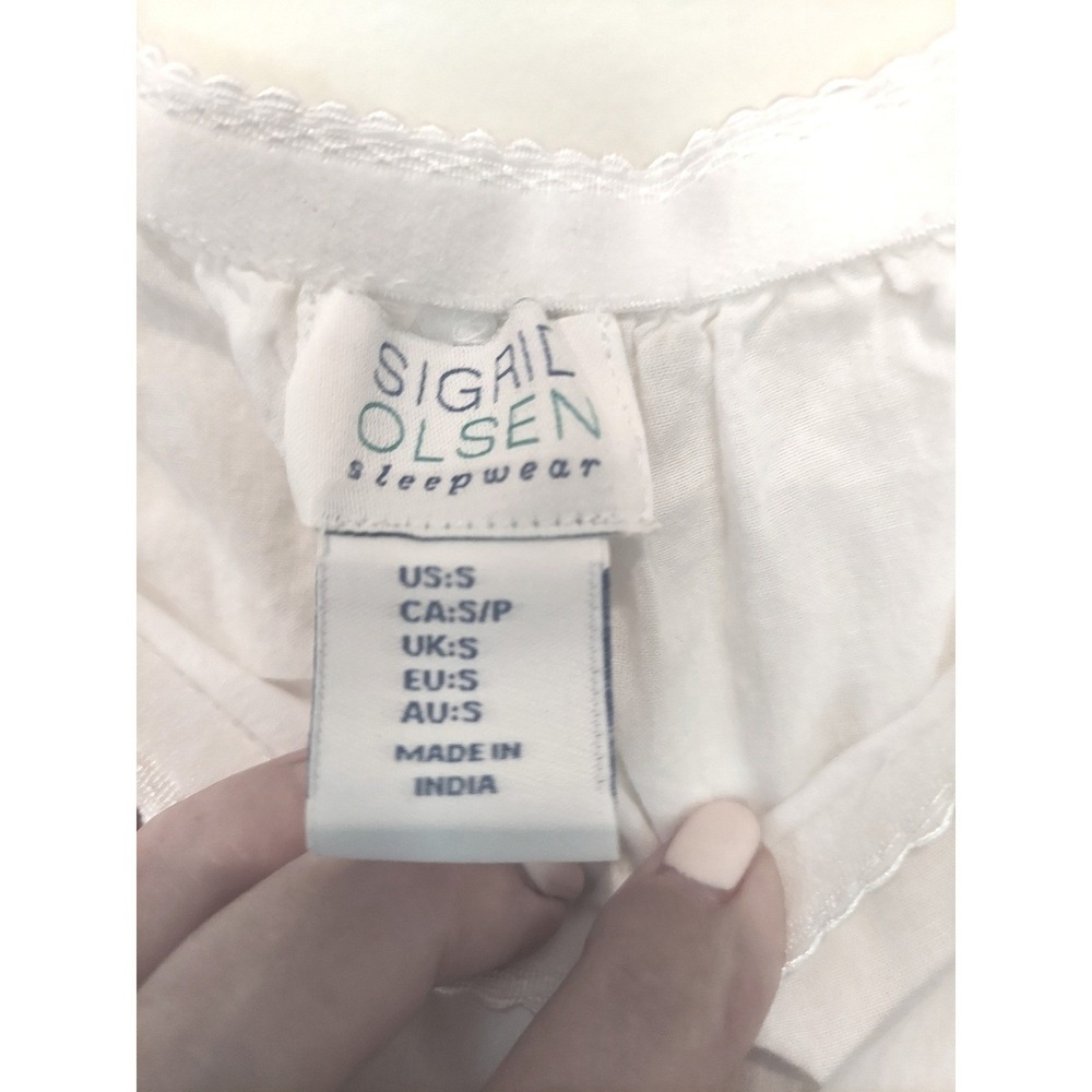 Sigrid Olsen White Cotton Eyelet Lace Trim Wide Leg Pants Pull On Trousers - Picture 4 of 7